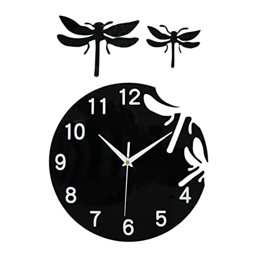 1 Satz Wanduhr Nicht Tickende Uhr Libelle Stille Uhr Wandtattoo Libelle 3d Reloj Digital De Pared Dekorative Quarzuhr Arabische Zahlenwand 3d-hängeuhr Geschenk Metall Büro Acryl von HOMSFOU