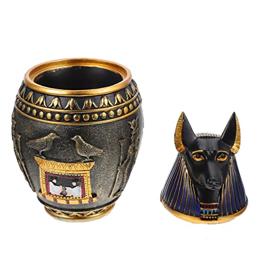 Ägyptische Urne ?gyptischer Aufbewahrungshaar Anubis Box mit ?gyptischen Detail Untere Designs Veranda Harz Ornament Mehrzweck Lagerbeh?lter Anubis Muster Egyptian Piggy Bank von HOMSFOU