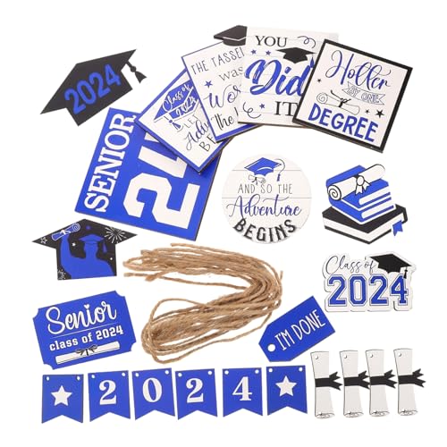 HOMSFOU 1 Satz Abschlussfeier Dekorationen Grad Tabletts Schlüssel LED Party gestufte Tablettdekore Abschluss-Tablett- abgestuftes Tablett Ornament hölzern Blue von HOMSFOU