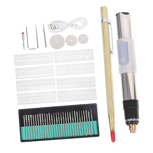HOMSFOU 1 Satz Elektrische Mühle Werkzeug Gravurstift elektrischer Schleifstift Radierstift elektrisch Holzschnitzset Gravierter Stift Lithium Batterie Silver von HOMSFOU