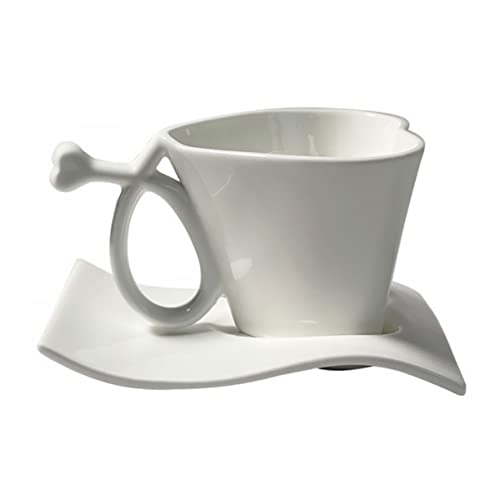 HOMSFOU 1 Satz Französische Kaffeetasse Wasserkrug Aus Porzellan Espresso-cappuccino-tasse Porzellantassen Kaffeebecher in Herzform Neuheit Kaffee Paar Tasse Büro Weiß Keramik Italienisch von HOMSFOU