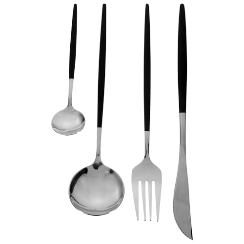 HOMSFOU 1 Satz Geschirr Camping-utensil Schwarzes Besteckset Campingutensilien Teelöffel Besteckset Aus Edelstahl Essbesteck-set Dessertgabel-set Reisen Rührlöffel Kaffee Rostfreier Stahl von HOMSFOU