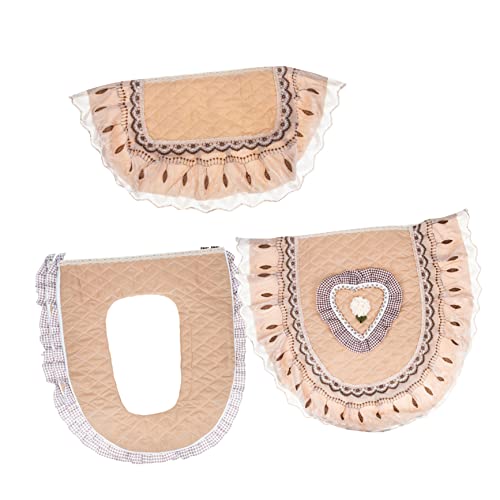HOMSFOU 1 Satz Gold Samt -Toilettenkissen seidig Badezimmer toilettenabdeckung selbst Stoff Wärmer Toilettendeckel aus Spitze WC-Sitzkissen kurzer Plüsch Coffee von HOMSFOU