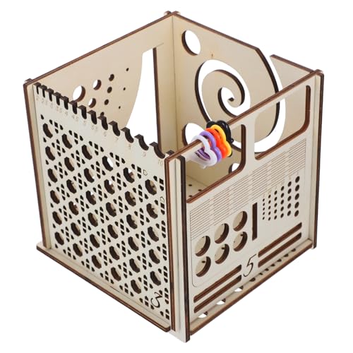 HOMSFOU Strickgarnbox Aus Holz Mit Organizer Für Häkel Und Strickzubehör Praktische Aufbewahrungsbox Für Garn Und Nadeln Kompaktes Design Für Transport von HOMSFOU