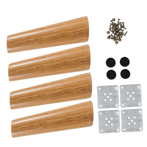 HOMSFOU 1 Satz Nordic Stil Möbelfüße Eichenholz Teiliges mit Eisenplatten für Sofas und Tische Stabile Tischbeine Einfach zu Montieren Langlebige Holzfüße für Möbelrenovierungen von HOMSFOU