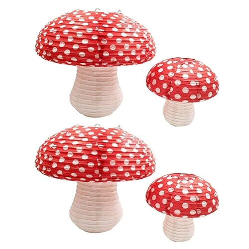 HOMSFOU 1 Satz Pilz-papierlaterne Kinderlaterne Pilzgartendekoration Pilz-nachtlicht Pilze Goldhochzeit Hochzeitsdekoration Kinderzimmer-pilzlaterne Pilz Laterne Eisen 4 Stück von HOMSFOU