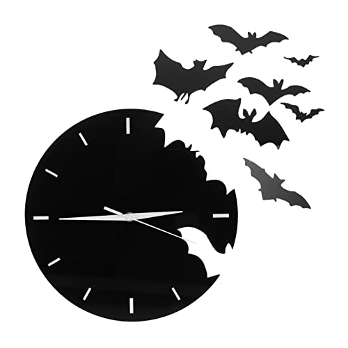 HOMSFOU 1 Satz Wanduhr Tieruhr Aus Acryl Fledermaus- Acryl Hängend Nicht Tickende Wand Fledermaus-Signal Wanddekor Uhr Fledermaus Stille Uhr Stumm Retro-Aufkleber 3D Anzahl Wandbehang von HOMSFOU