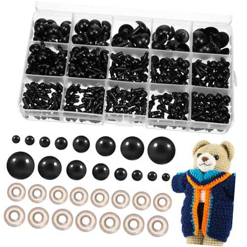 HOMSFOU 1 Schachtel Sicherheitsaugen Kunststoff mit Unterlegscheiben für Puppenaugen Annähen Bastelaugen für Stofftiere Amigurumi Teddybären DIY Zubehör von HOMSFOU