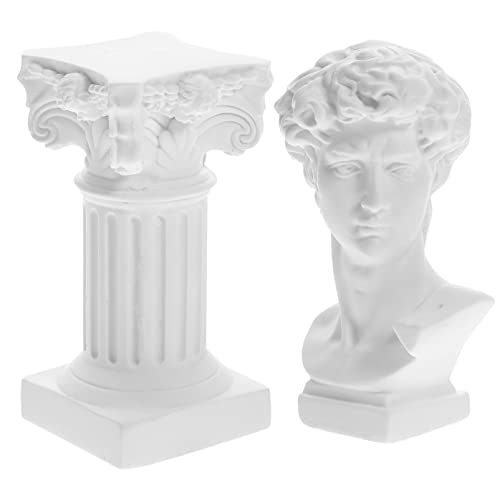 HOMSFOU 1 Set Griechische David Bust Statuen Römische Pillar Spalte Statuen Resin Figuren Sockel Ständer Mini Griechische Mythologie Griechische Skulptur Hochzeit Tisch Dekoration von HOMSFOU