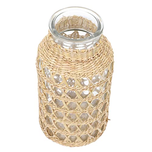 HOMSFOU Hochzeitsdekorationen 1 Stück Rattan-vase Korbvase -Blumeneimer Bewässerungsblumen-Pflanzgefäß Pflanzen-Terrarium-Behälter Vase Mit Boho-Vasen Gewebte vase Behälter Kristallblume von HOMSFOU