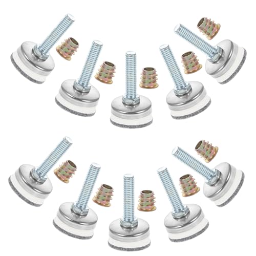 HOMSFOU 10 Sätze Verstellbare Möbel Nivellierfüße mit Gewinde und Basis Höhenverstellbare Stellfüße für Tische Schränke Sofas und Betten Einfache Montage Stabilisierung Unebenen Böden von HOMSFOU