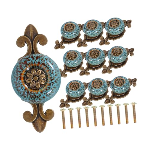 HOMSFOU 10 Stück Antike Bronze Möbelgriffe Vintage Schrankknäufe mit Einzigartigem Ethno Design und Bunten Glaselementen für Kleiderschränke und Kommoden HOMSFOU 10 Stück Antike Bronze Möbelgriffe Vintage Schrankknäufe mit Einzigartigem Ethno Design und Bunten Glaselementen für Kleiderschränke und Kommoden von HOMSFOU