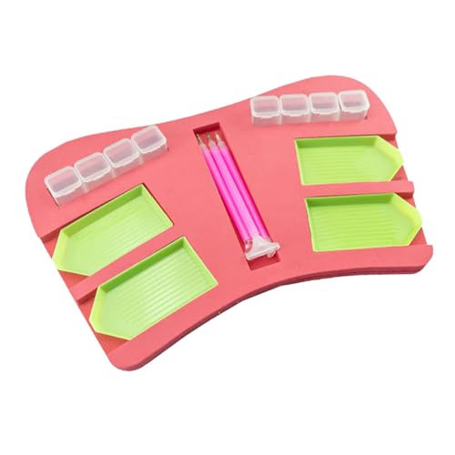 HOMSFOU 10 Stück Malenwerkzeuge Speicherschale Multifunktionswerkzeug Strass-maltablett Handwerkskabine Perlentablett Tablett-Organizer Rosa Harz von HOMSFOU
