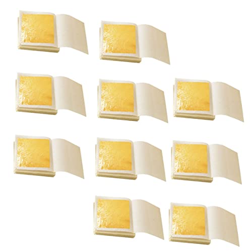 HOMSFOU 10 Stück Reines Goldfolienpapier essbar Bausatz aus Blattgold Goldflocken echtes bettwäsche Folienpapier für die Schönheit imitiertes Goldfolienpapier Golden HOMSFOU 10 Stück Reines Goldfolienpapier essbar Bausatz aus Blattgold Goldflocken echtes bettwäsche Folienpapier für die Schönheit imitiertes Goldfolienpapier Golden von HOMSFOU