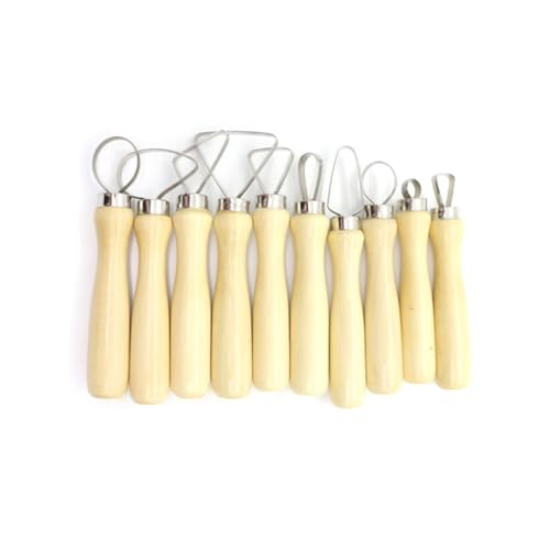 HOMSFOU 10 Stück Teiliges Skulpturwerkzeug Set mit Holzgriff Vielseitiges Töpferei Werkzeug für Modellierung und Schnitzen für Anfänger und Kreative Projekte von HOMSFOU