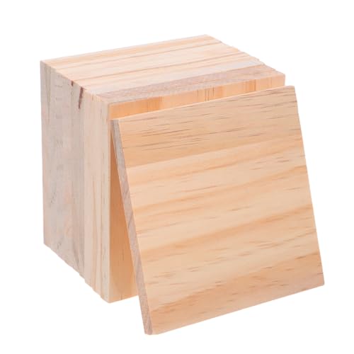 HOMSFOU 10 Stück Unlackierte Quadratische Holzblöcke aus Natürlichem Holz für DIY Bastelprojekte Schnitzen Gravieren Bemalbare Blanko Holzplatten für Heimdekoration von HOMSFOU