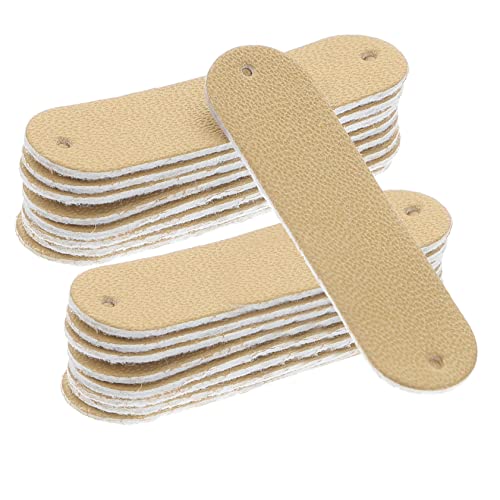 HOMSFOU 100 Stück Handgemachte PU Lederetiketten mit Löchern für Einfaches Annähen für Strick und Häkelprojekte Persönliche Bastelprojekte und Kleidung von HOMSFOU