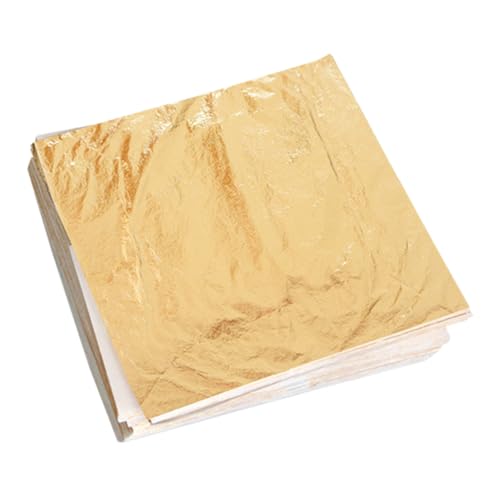 HOMSFOU 100 Stück Teiliges Imitations Blattgold Papier Leichtes Dekorpapier für Malerei Möbelrestauration Handwerk Bastelpapier Vielseitig Verwendbar für Holz Keramik Glas Metall von HOMSFOU