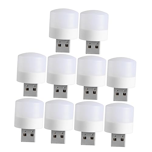 HOMSFOU 10St USB-Nachtlicht wiederaufladbare Glühbirnen Reise-Nachtlicht reisen kleine LED-Lampen mini Auto wandleuchte LED-Nachtlicht Lichter fürs Auto Wagen rundes Licht pp Weiß von HOMSFOU