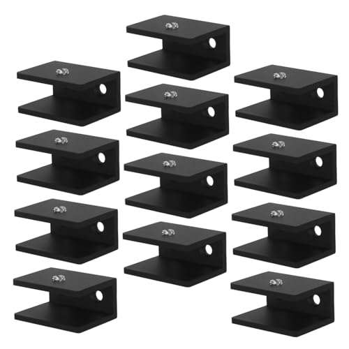 HOMSFOU 15 Stück Aluminium-Legierung Glas-Klemmhalterungen für Wandhalterung, rechteckige Befestigungshalter für Schrankregale, schnell verstellbare Glasregalhalterungen für Küche, Schlafzimmer von HOMSFOU