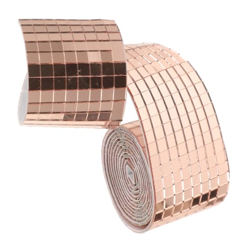 HOMSFOU 1Rolle Selbstklebende Mini Mosaik Spiegel Wandaufkleber DIY Mosaikfliesen für Dekoration für Glatte Oberflächen Wohnräumen und Roségold von HOMSFOU