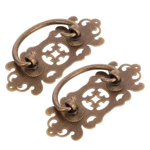 HOMSFOU 2 Antike Messing Möbelgriffe Vintage Schubladenzug Griffe aus Massivem Messing für Schrank Tür Kleiderschrank Retro Möbelbeschläge Langlebig Witterungsbeständig von HOMSFOU