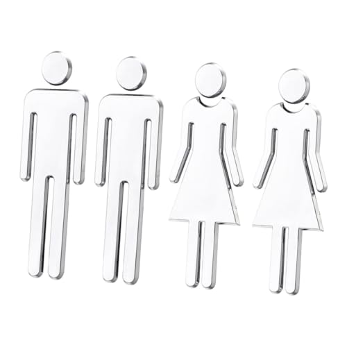 HOMSFOU 2 Paar Toiletten-Identifikationsschilder, langlebige WC-Platten mit Spiegel-Finish, für männliche und weibliche Waschräume, elegantes Badezimmer-Zubehör von HOMSFOU