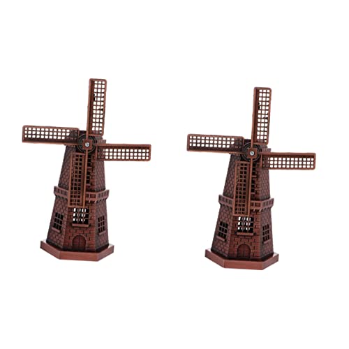 HOMSFOU 2 Sätze Windmühle Dekorative Ornamente Bauernhaus-windmühlenstatue Miniatur-windmühlenskulptur Feengartenfiguren Dekorative Windmühlen 3D Zinklegierung Bücherregal Armaturenbrett von HOMSFOU