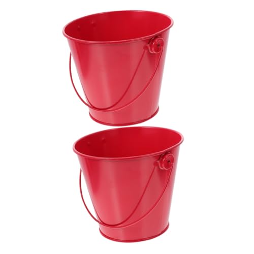 HOMSFOU 2 Stk Chip-eimer Metallische Eimer Weinkühleimer Metalleimer Für Party Behälter Für Lebensmittel Roter Blumentopf Getränkeeimer Aus Metall Mini Sukkulente Pflanzen Nachtisch Eisen von HOMSFOU