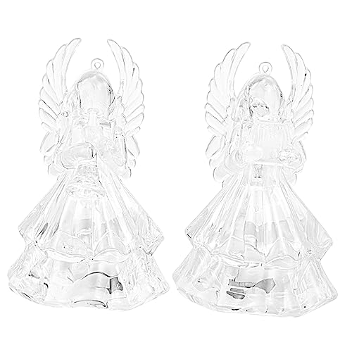 HOMSFOU 2 Stk Nachtlicht beleuchtete Engelsstatue Klare Engelsstatue Statue Engel color changing weihnachtsdeko future LED Skulptur Schreibtischlampe Dekorationen Kind Engel leuchtet Acryl von HOMSFOU