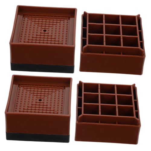 HOMSFOU 2 Stück Bett Fuß Booster tischbeine fußbodenschutz bettbeine fernsehschrank Couchbeine Lifter Riser Bettlifter Tischerhöhungsblöcke Bettheber Riser Couch Risers Plastik Brown von HOMSFOU