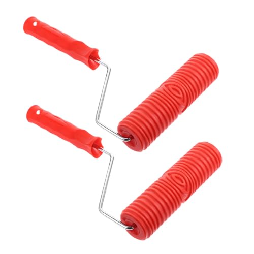HOMSFOU 2 Stück Gerader Struktur Maleroller mit Ergonomischem Kunststoffgriff Strapazierfähiger Silikon-prägewalze für Wand Decken-dekoration DIY Holzmaserungseffekt Vielseitig für Wände von HOMSFOU