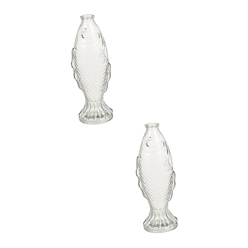 HOMSFOU Dekorationen Für Aquarien 2 Stück Glas-Fischvase Glasvase Fisch-Glasflaschen Mit Deckel Mini-Vintage-Vase Keramik- Esstisch-Dekoration Aquarium-Dekoration Einfache Glasflasche von HOMSFOU