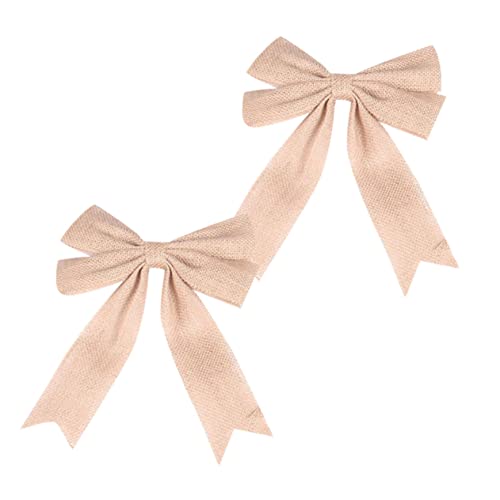 HOMSFOU 2 Stück Jute Burlap Schleifen Rustikale Weihnachtsbaum Deko Vintage Schleifenband für Hochzeit Natürliche Sackleinen Schleife Handgemachte Bowknot Ornamente für Party und DIY von HOMSFOU
