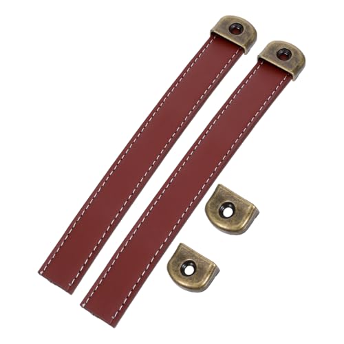 HOMSFOU 2 Stück Retro PU Ledergriffe für Möbel Vintage Schrank Schubladengriffe Braun Robust für Kommoden Koffer Küchenschränke und Truhen als Ersatzgriff von HOMSFOU