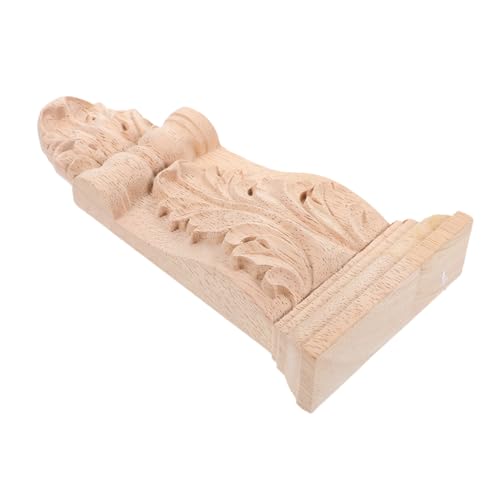 HOMSFOU 2 Stück Stigma Strahlstütze massiver Holz trimmen Klammern dekorativ Wanddekoration Geschnitzte Holzapplikationen Holzschrankapplikation leichte Halterung Eck-Onlays Khaki von HOMSFOU