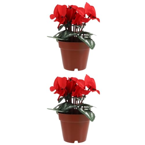 HOMSFOU 2 Stück Topfpflanzen Mini-Kunstpflanzen Künstliche Blumen-Mini-Dekor Botanisches Dekor Dekorationen Für Salas De Casa Tischdekoration Regal-Dekor Künstliche Blumen Bonsai von HOMSFOU