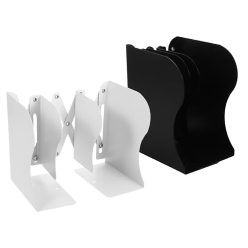 HOMSFOU 2 Stück Verstellbare Metall Buchstützen Ausziehbarer Tisch Bücherständer für Schreibtisch und Regal Stabiler Organizer für Bücher Zeitschriften und Akten Platzsparendes Design für von HOMSFOU