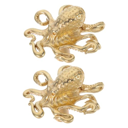 HOMSFOU 2 Stück Vintage Messing Türgriffe Octopus Schubladenknöpfe Tier Design Metallgriffe für Kommode Kleiderschrank Küchenschränke mit Einfachem Griff und Künstlerischem Maritimem Stil von HOMSFOU