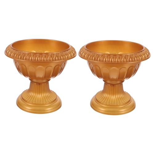 HOMSFOU 2 Stücke Griechische Urne Pflanzgefäß Römische Säule Blumentopf Übertopf Blumenvase Kunststoff Pflanztopf Blumenständer für Zuhause Wohnzimmer Hochzeit Tischdeko Gold von HOMSFOU