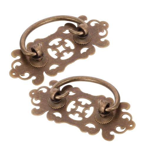 HOMSFOU 2 Vintage Messing Möbelgriffe Antike Schubladenknöpfe aus Vollmessing Retro Dresser Drawer Knobs für Kommode Schrank und Möbel Robuste Vintage Türgriffe für DIY und Dekoration von HOMSFOU