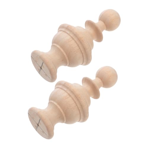 HOMSFOU 2 x unlackierte Holzendstücke, elegante Massivholz-Pfostenaufsätze für Treppenhäuser, Betten, dekoratives DIY-Handlauf-Zubehör von HOMSFOU