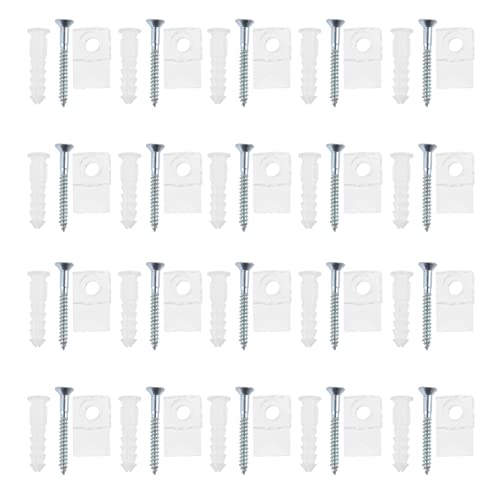 HOMSFOU 20 Sets nicht stanzende Spiegel-Clips, langlebige Befestigungselemente für einfache Installation, leichter Glashalter für Wandmontage und den täglichen Gebrauch von HOMSFOU
