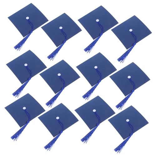 HOMSFOU 20 Stück Mini -Abschlusshutdekoration Mini-Abschlusskappen- Abschlusskappen aus Schokolade Mini -Kappe Schokoladen -Topper Abschluss Zubehör Polyester Blue von HOMSFOU