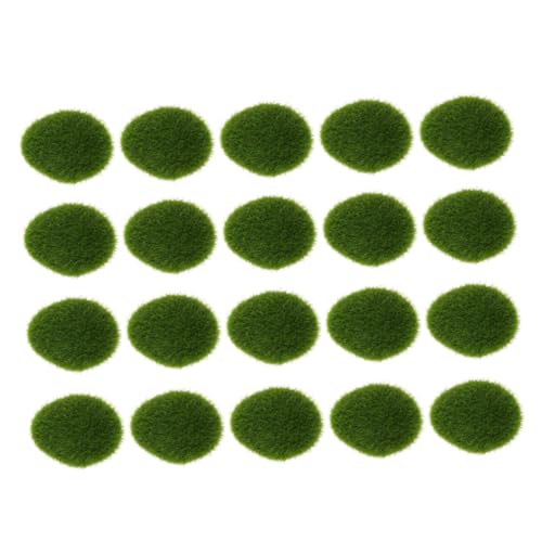 HOMSFOU 20 Stück Simulations Stein DIY Moosbälle für den Garten Blumenarrangements grüne Steine künstlich Sphagnum Die einmachgläser Moosball Terrarium Mooskugel Dekoration von HOMSFOU