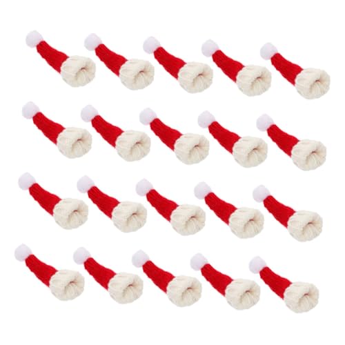 HOMSFOU 20 Stück Teiliges Mini Häkelmützen aus Weichem Garn Handgestrickte Kleine Schneemann Hüte für DIY Basteln Kompakte Mini Weihnachtsmützen als Festlicher Christbaumschmuck und von HOMSFOU