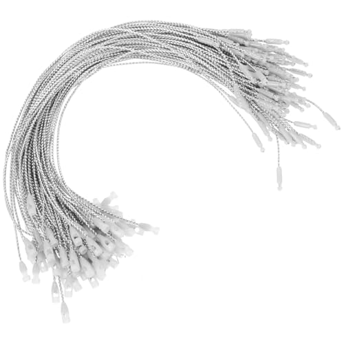 HOMSFOU 200 Stück Schnur Weihnachtskugel Weihnachtsschmuck Geschenkanhänger für Geschenke Druckknöpfe Ornamente Weihnachtsschmuck Haken Weihnachtsbügel Kabel Seile, silber / schwarz, 20X0.1cm von HOMSFOU