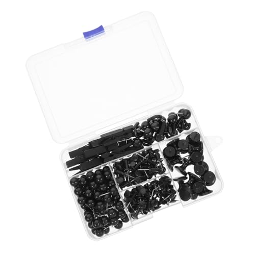 HOMSFOU 200 Stück Teiliges Büro set mit Schwarzen Reißzwecken Haken Clips und Langen Heftzwecken aus Edelstahl und Abs Starke Haftung Korktafeln Inklusive Aufbewahrungsbox für Notizen von HOMSFOU