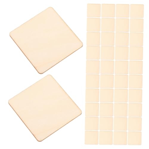 HOMSFOU 200 Stück Unbehandelte Quadratische Holzstücke Naturholz Scheiben für DIY Basteln Malen Gravieren Kinderfreundlich Natürliche Glatte Holzplatten von HOMSFOU
