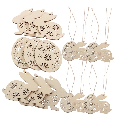 HOMSFOU 25 Stück Teiliges DIY Holzscheiben Osterdekoration mit Hasenform Unbemalte Holzanhänger für Kreative Frühlings und Wohnraumgestaltung von HOMSFOU